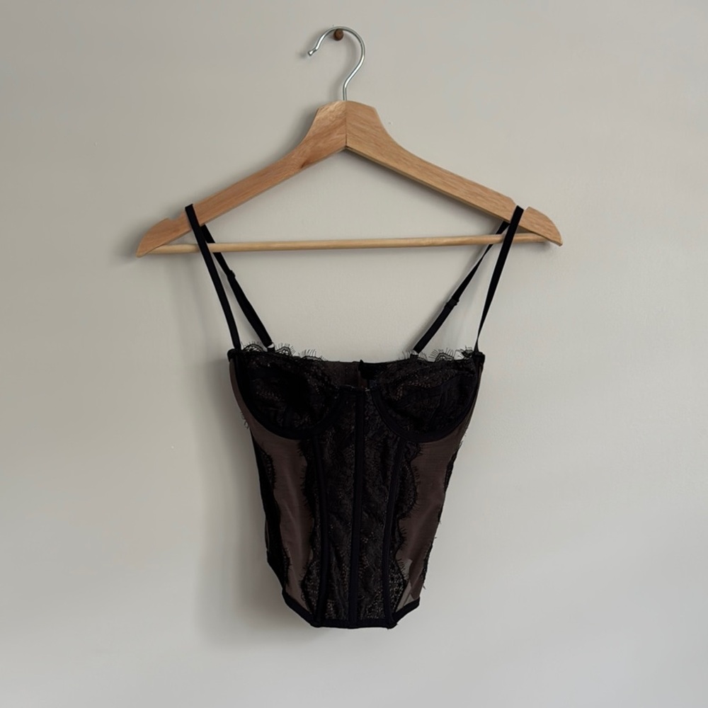 Urban Outfitters Black and Brown Corset Top